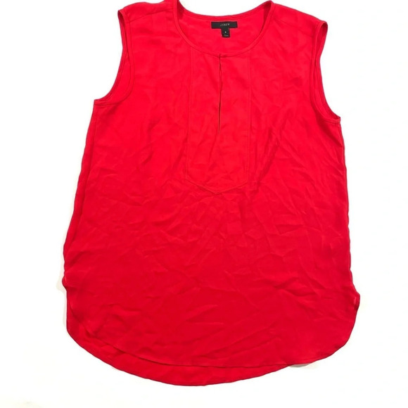 J Crew Red Drapey Keyhole Blouse Sleeveless Top Size 6 - Picture 3 of 9